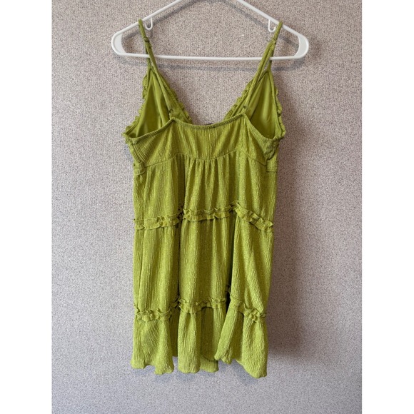 Wild Fable Lime Green Textured Shimmer Tiered Ruffle Mini Dress Womens Medium - Picture 5 of 5